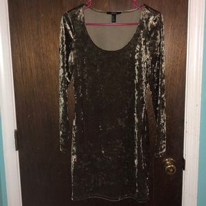 Army Green Velvet Dress